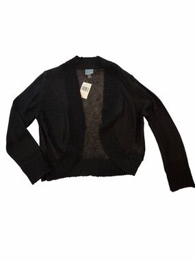 Rabbit Rabbit Rabbit Designs Black Open Front Knit Cardigan Sweater NWT Large